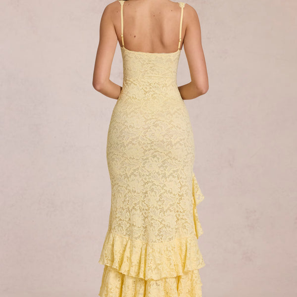 Long dress with lace ruffles