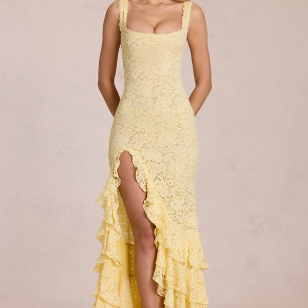 Long dress with lace ruffles