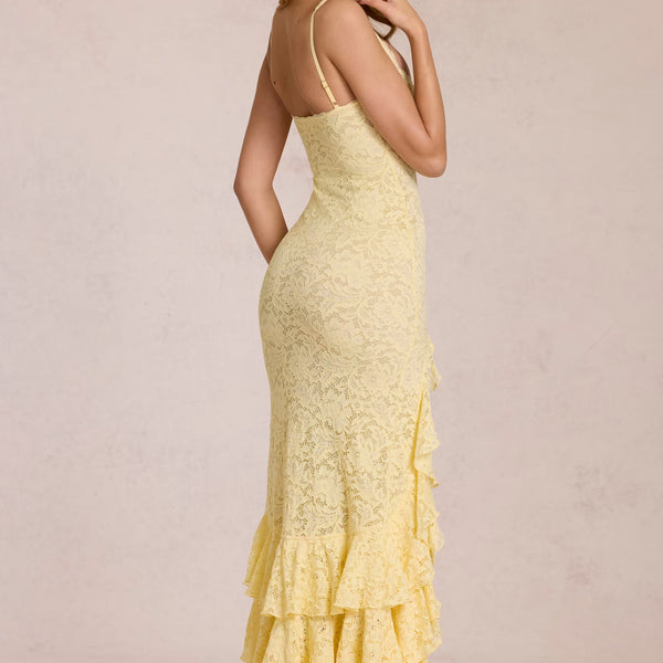 Long dress with lace ruffles