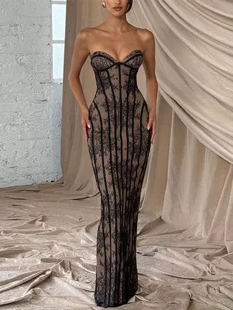 The Femme Fatale Lace Corset Gown