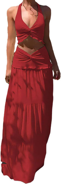Twist Halter & Maxi Skirt Co-ord
