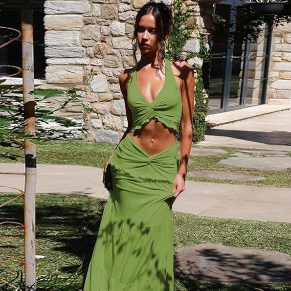 Twist Halter & Maxi Skirt Co-ord