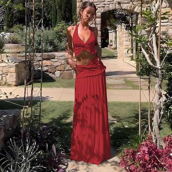 Twist Halter & Maxi Skirt Co-ord