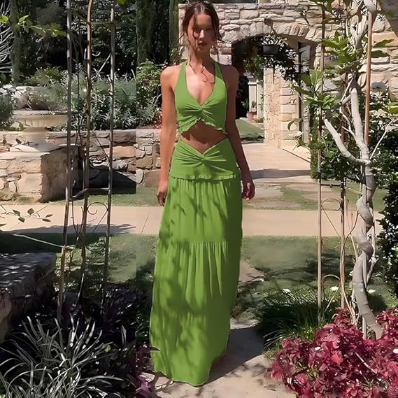Twist Halter & Maxi Skirt Co-ord