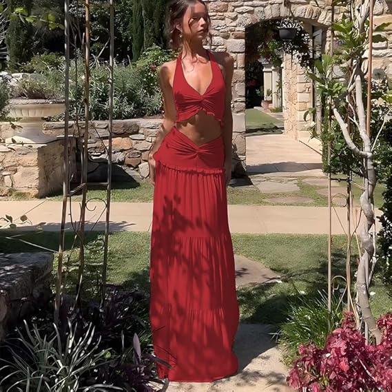 Twist Halter & Maxi Skirt Co-ord