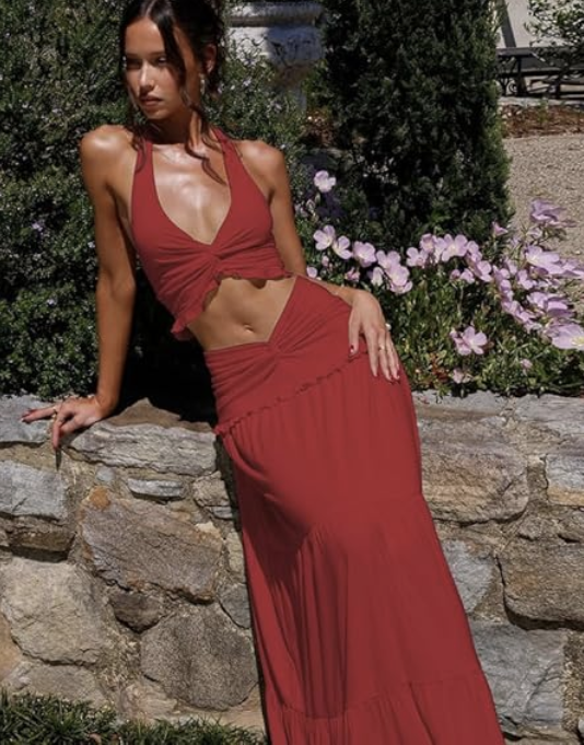Twist Halter & Maxi Skirt Co-ord