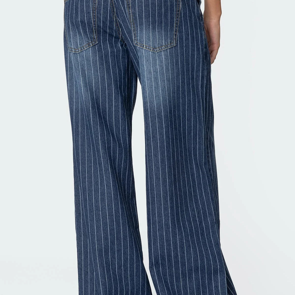 Pinstripe Wide-Leg Jeans